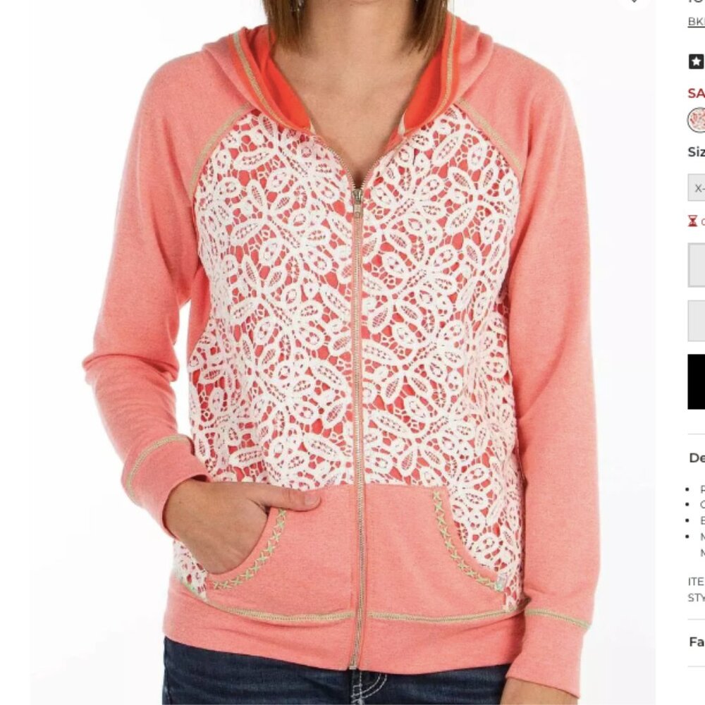 BKE lounge Crochet Overlay Sweatshirt